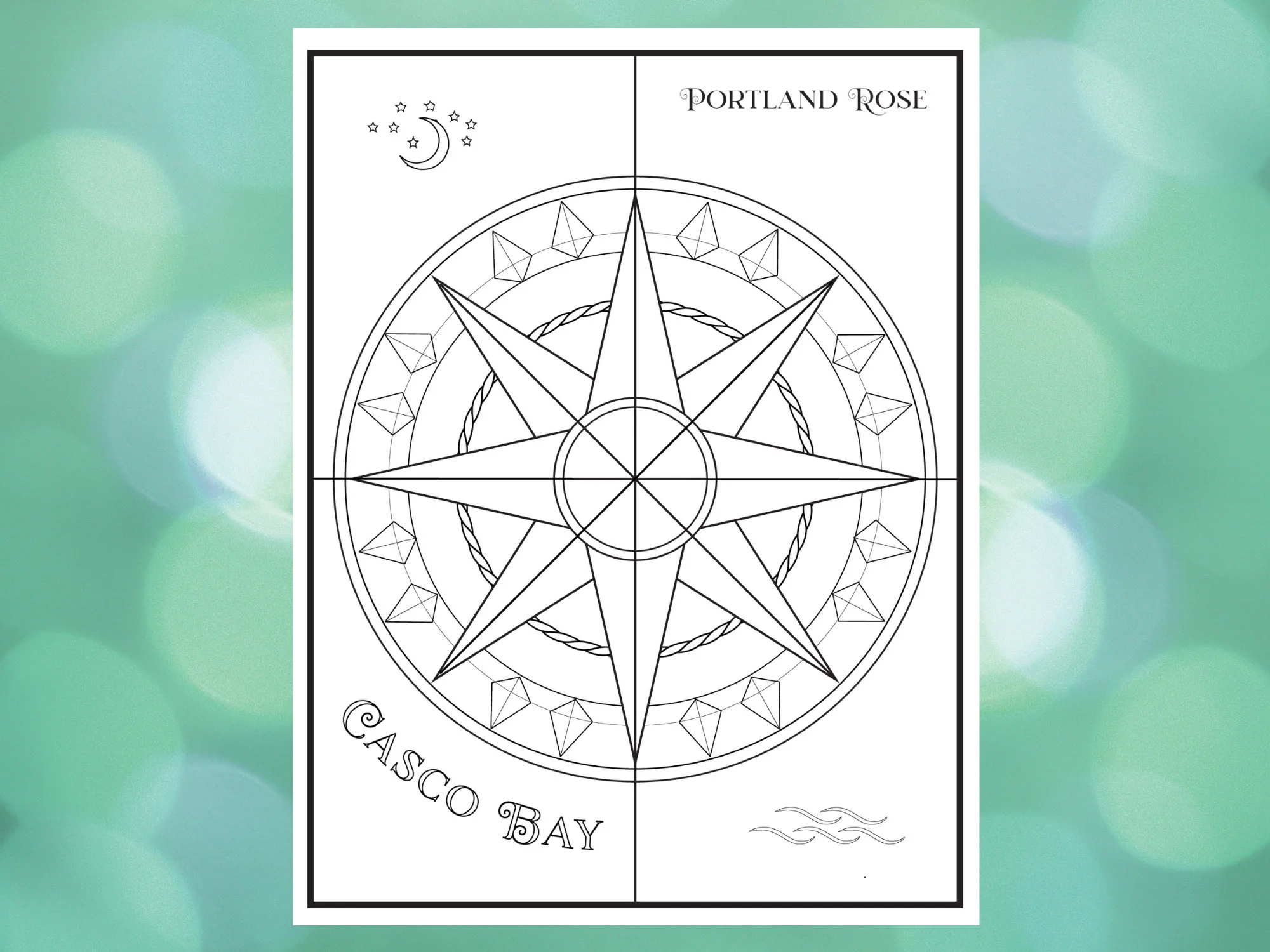 Bundle Of 3 Compass Rose Digital Printable Coloring Pages US Letter A4 Sizes Included Etsy