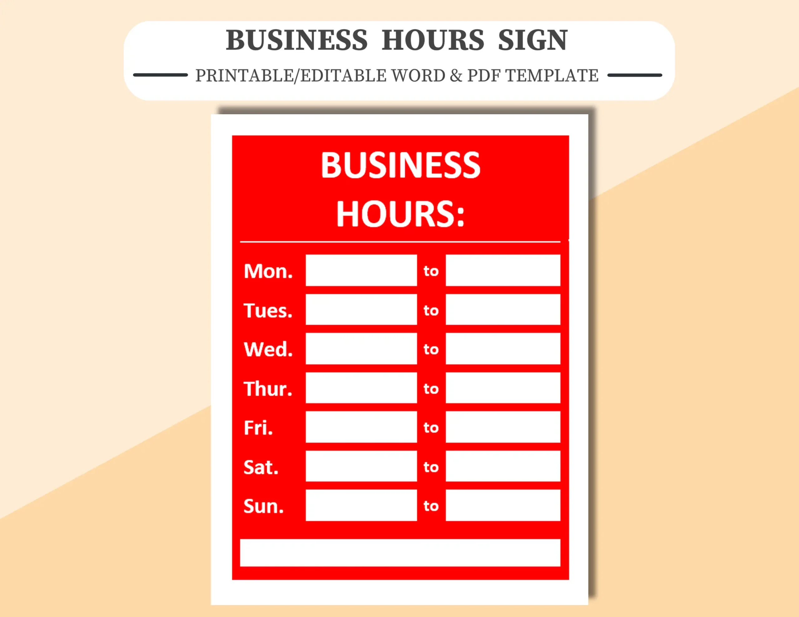 Printable Store Hours Sign