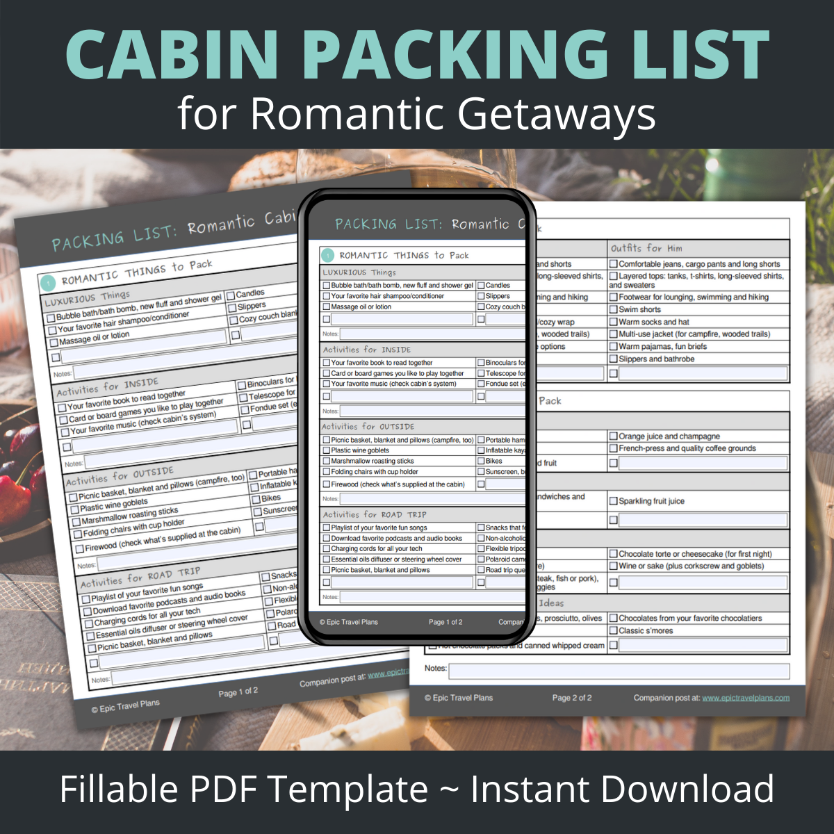 Free Printable Cabin Packing List