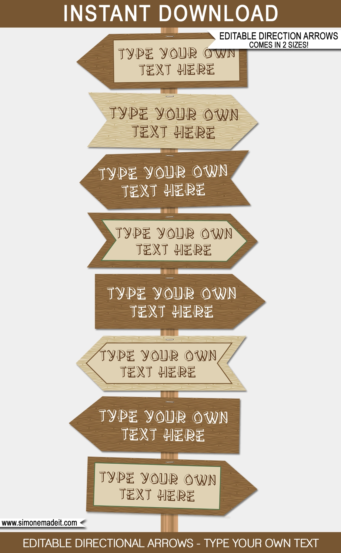 Camping Party Directional Signs Template Printable Direction Arrows