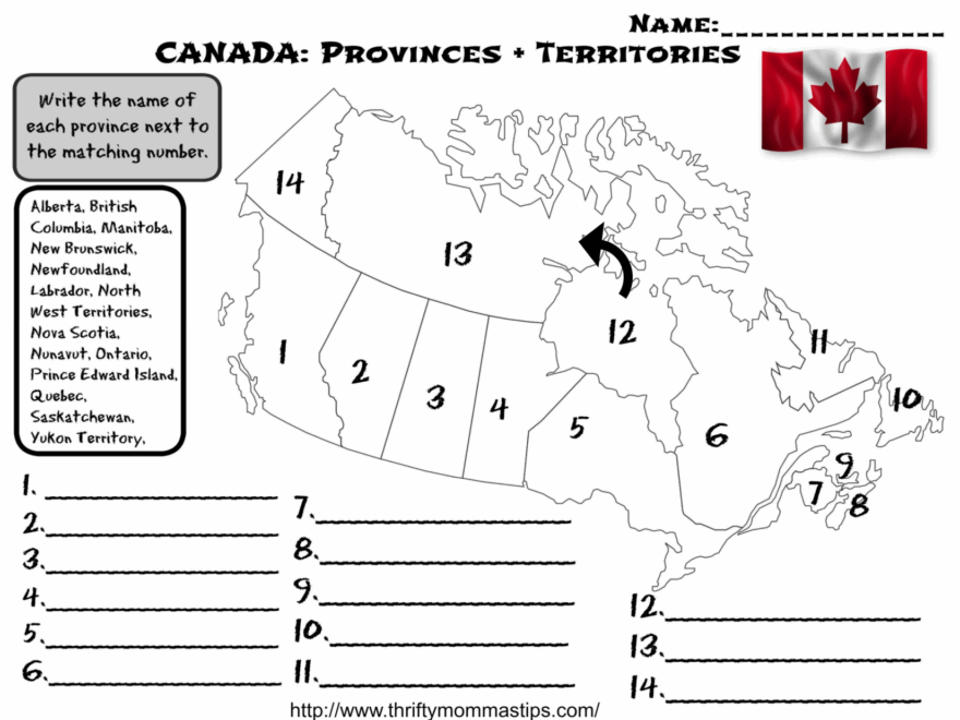 Canadian Provinces And Territories Worksheet Thrifty Mommas Tips Worksheets Library
