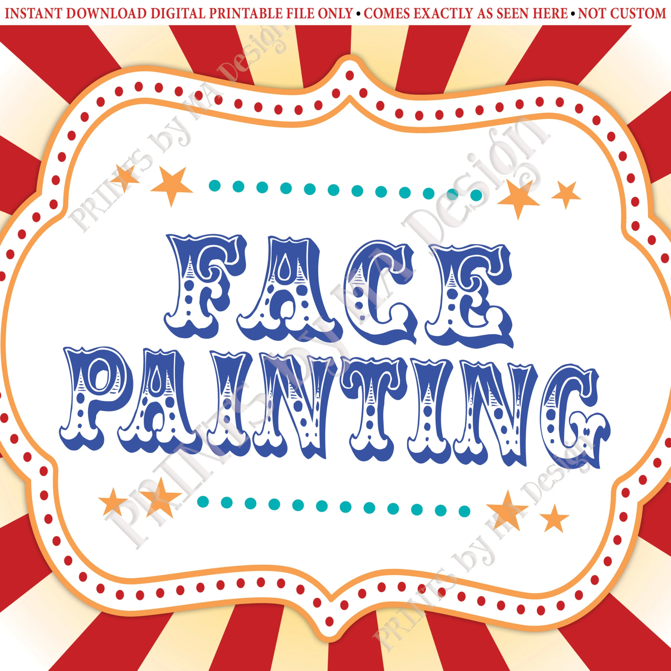 Printable Face Painting Sign