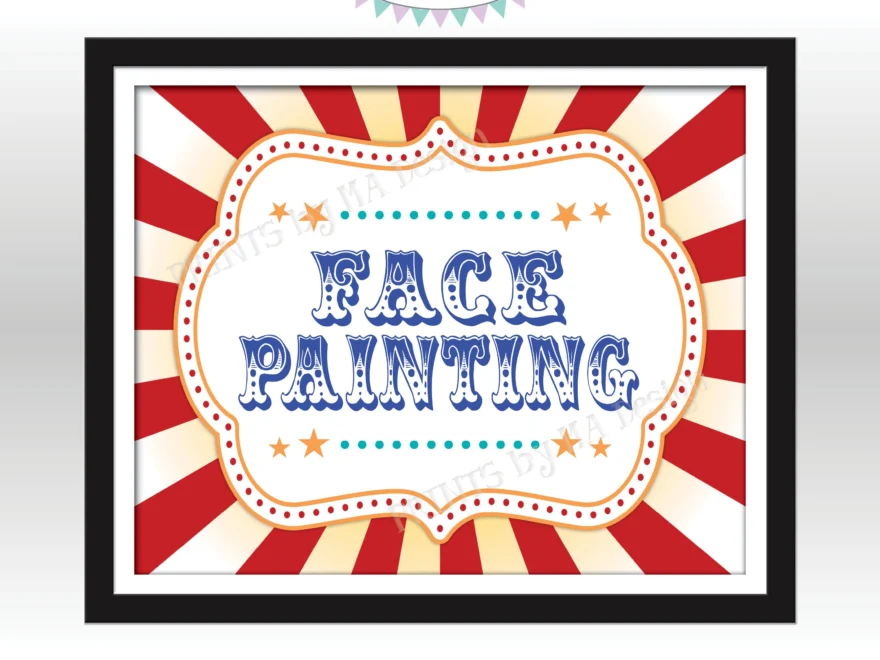 Carnival Party Face Painting Sign Circus Activities Birthday Party Games Festival Game Tent Picnic PRINTABLE 8x10 16x20 Sign