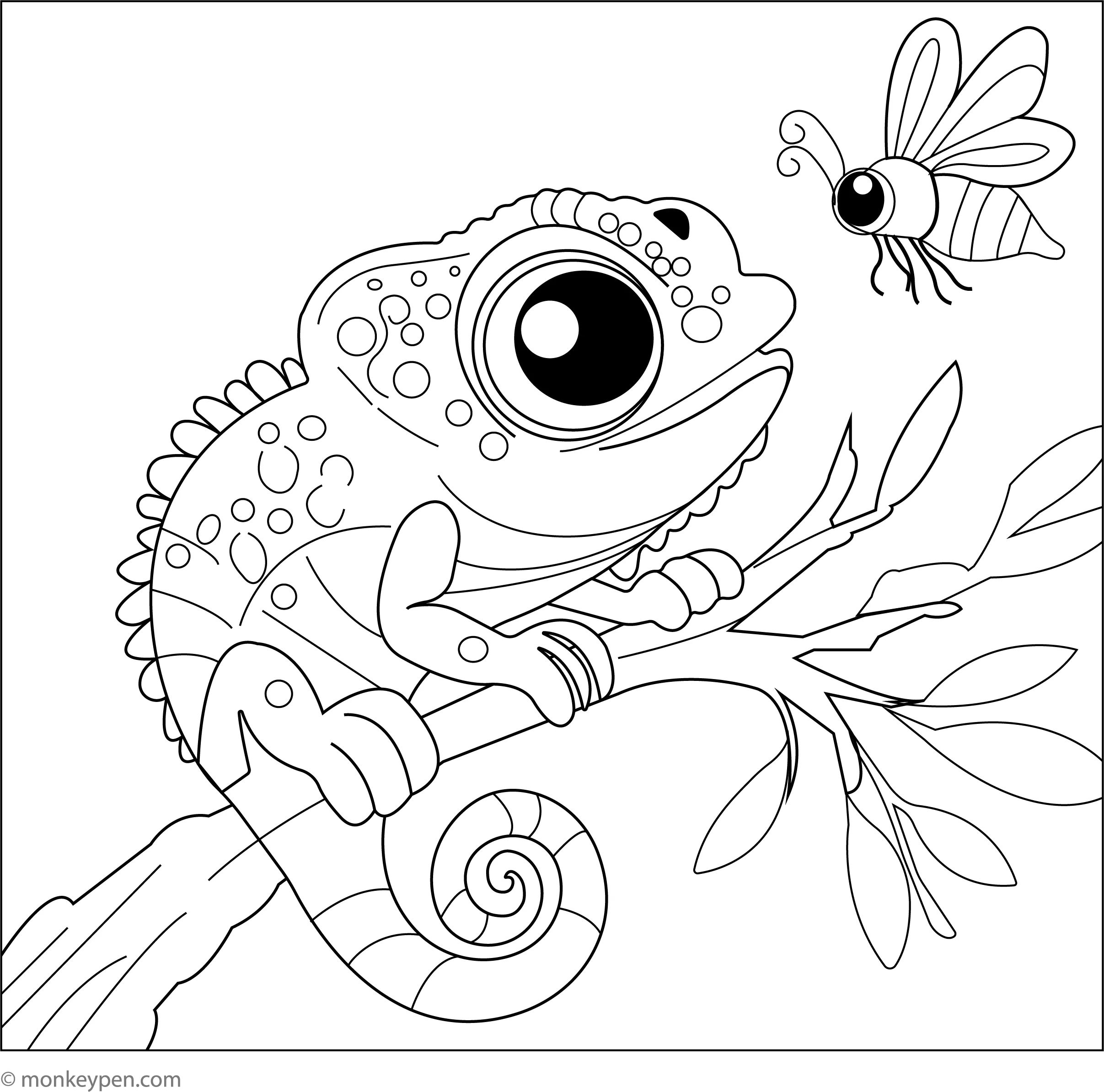 Cartoon Chameleon With Big Eyes