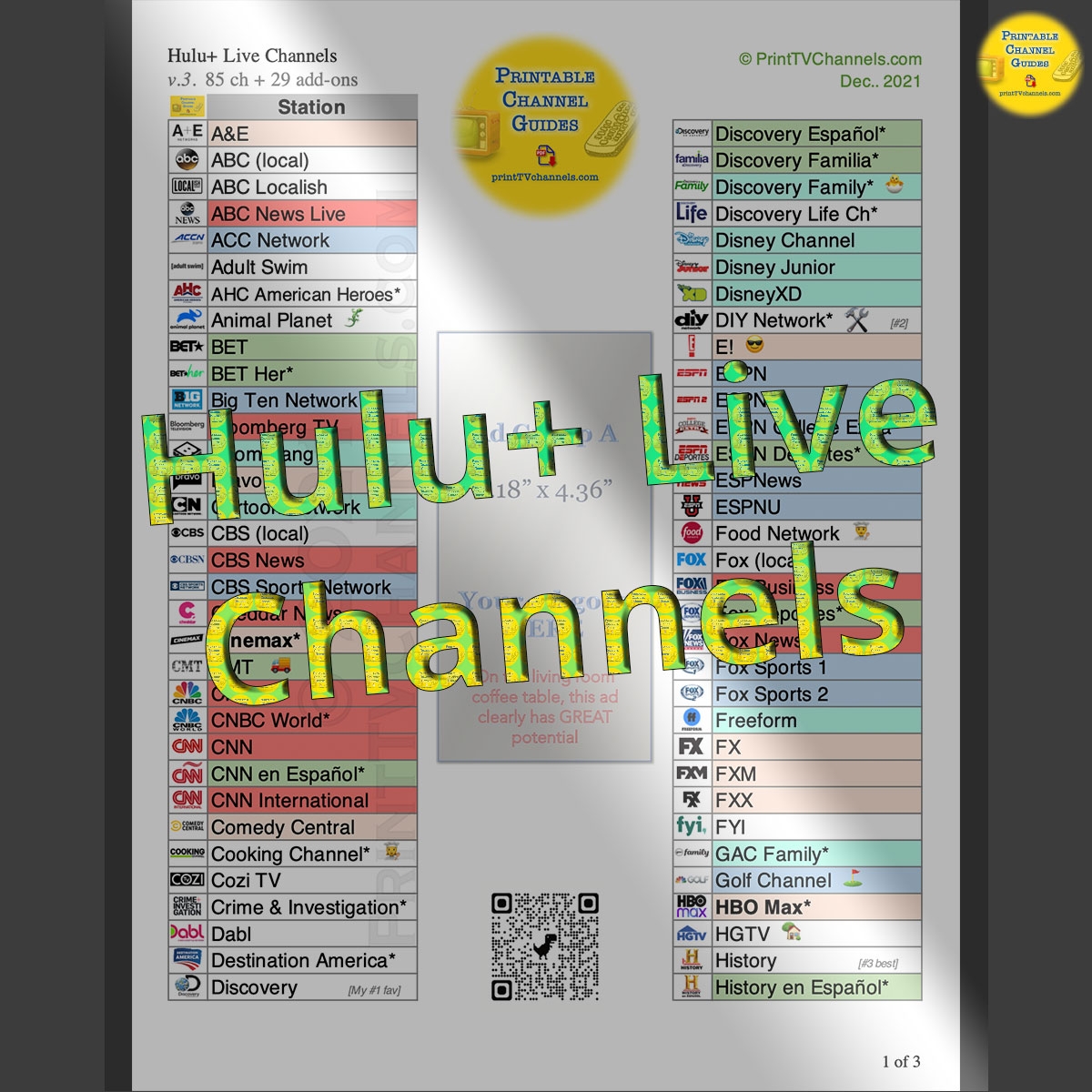 Printable Channel List For Hulu