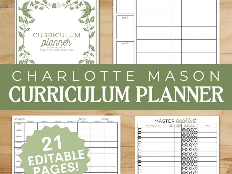 Charlotte Mason Curriculum Planner Printable Book List Templates Curriculum Planning Trackers Etsy