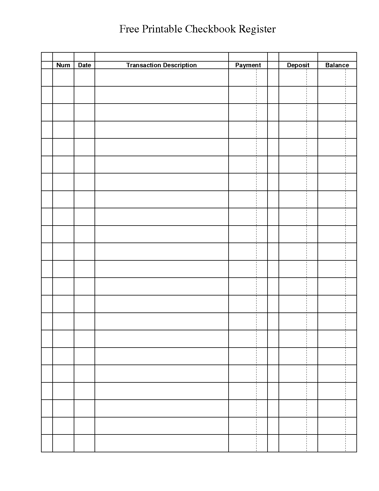 Free Printable Check Balance Sheet