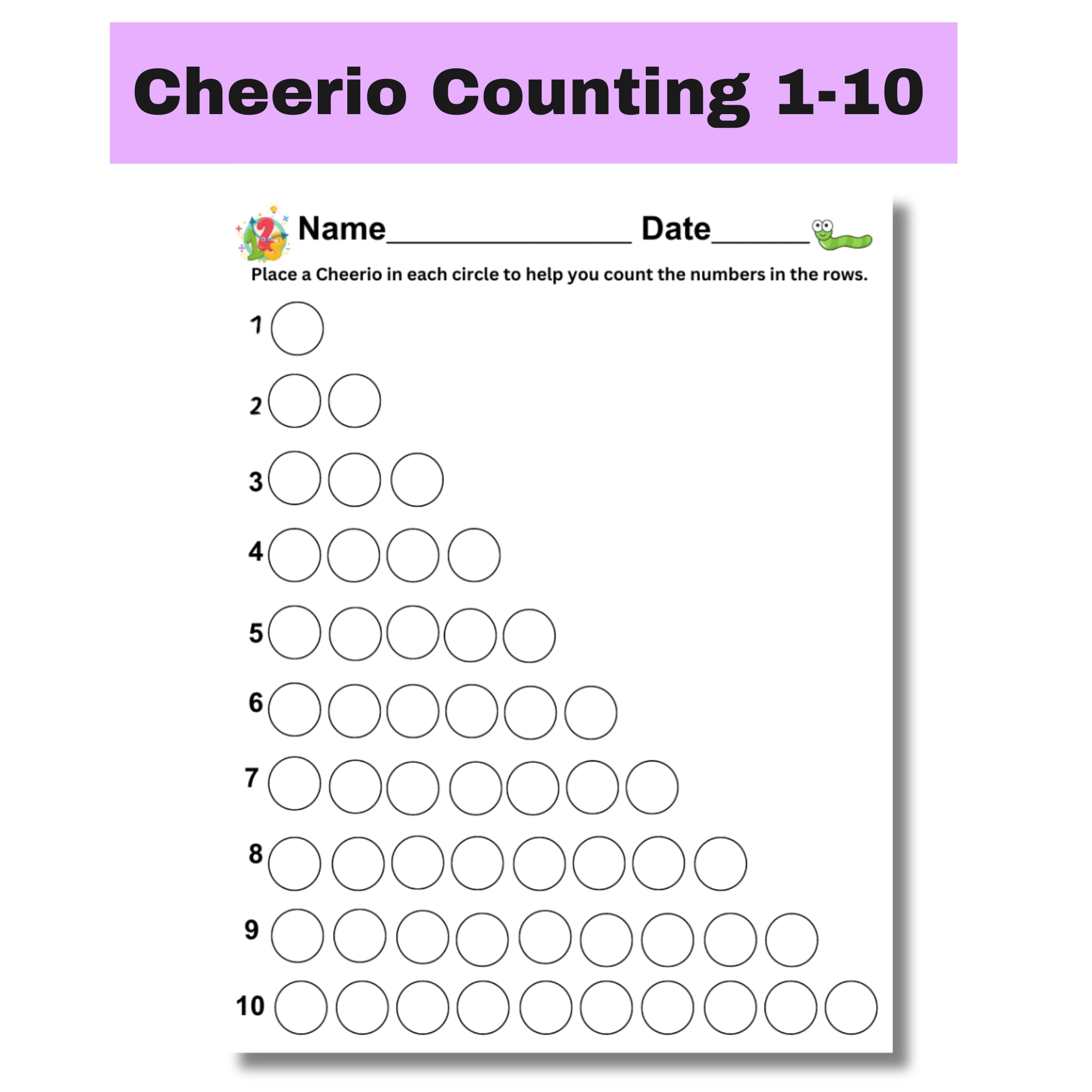 Cheerio Counting Mat At Home With Zan Printables