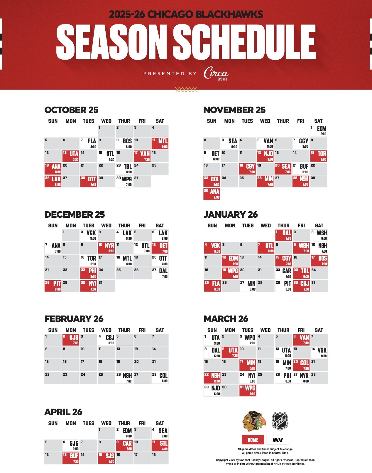 Chicago Blackhawks NHL Reveal 2025 26 Regular Season Schedule Chicago Blackhawks NHL Reveal 2025 26 Regular Season Schedule