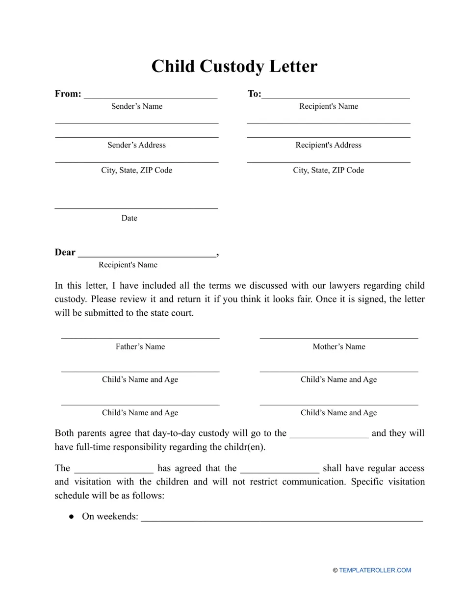 Printable Signing Your Rights Over Custody