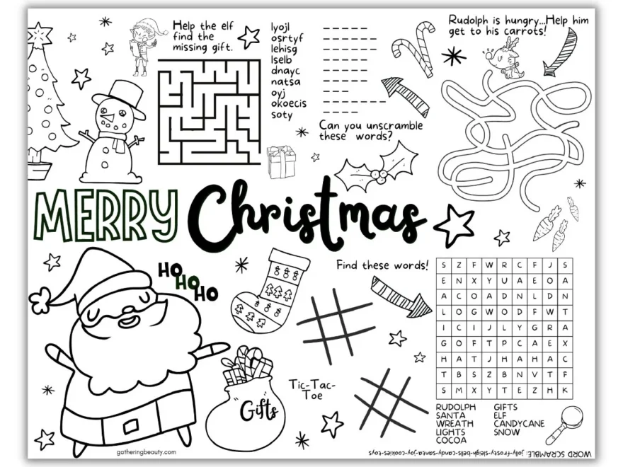 Christmas Coloring Activities For Kids Free Printable Gathering Beauty