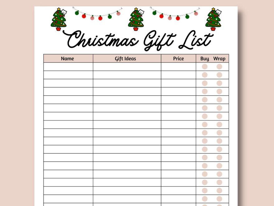 Christmas Gift List Editable Fillable PDF Printable Christmas Planner Printable Christmas To Do List Template Holiday Gift List Etsy