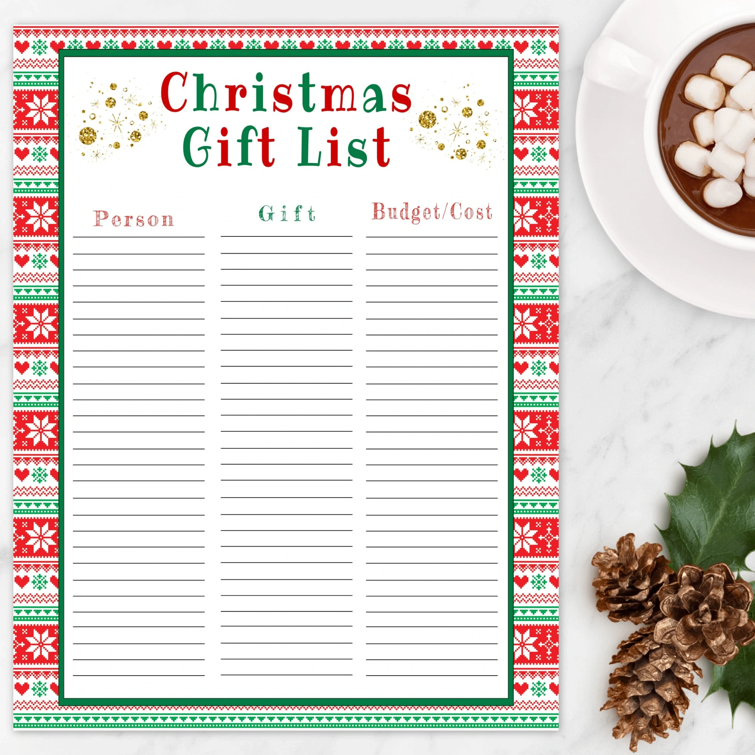 Christmas Gift List Printable Template Editable Holiday Gift List Gift Tracker Christmas Present List Christmas Planner Xmas Organizer Etsy