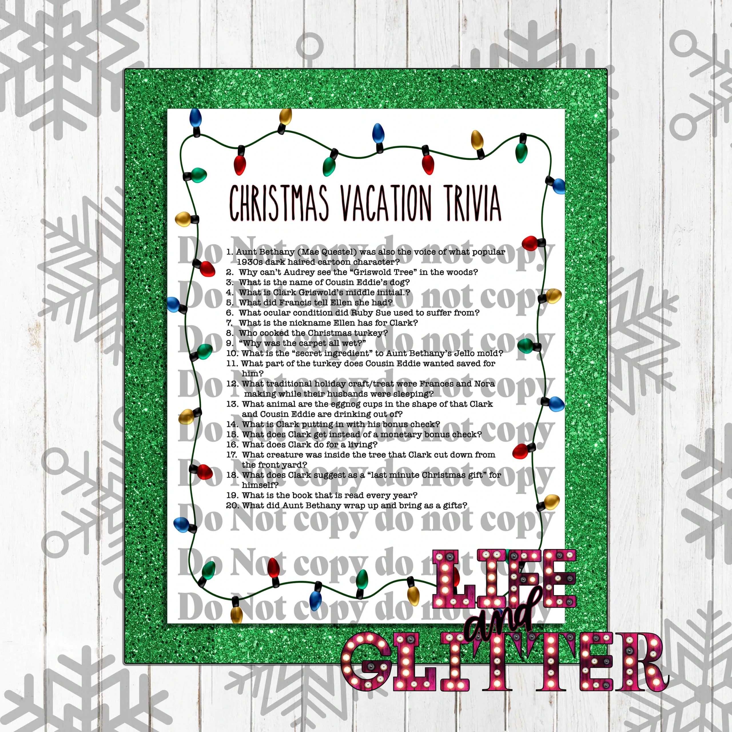Printable Christmas Vacation Quiz