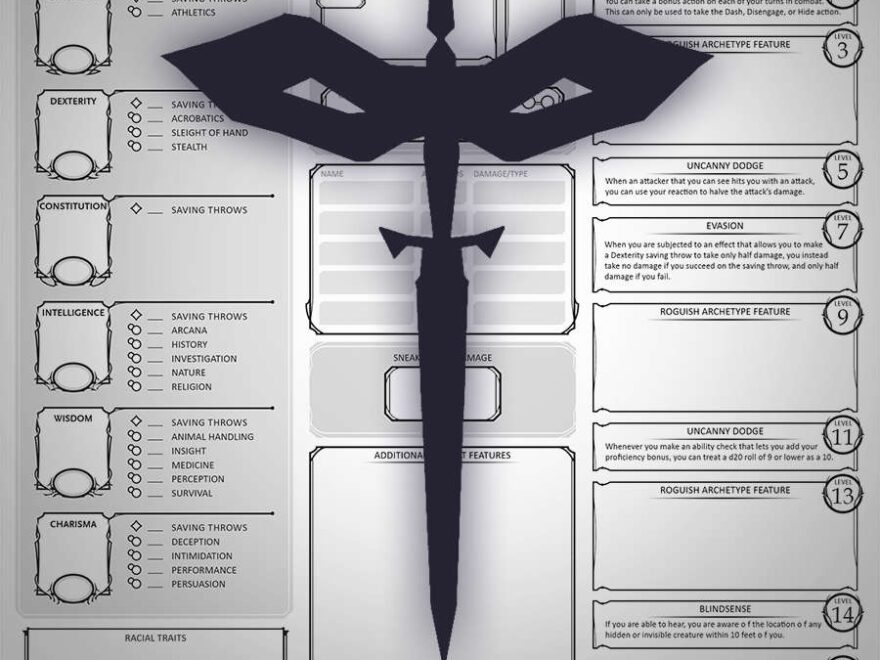 Class Character Sheets The Rogue Dungeon Masters Guild Dungeon Masters Guild