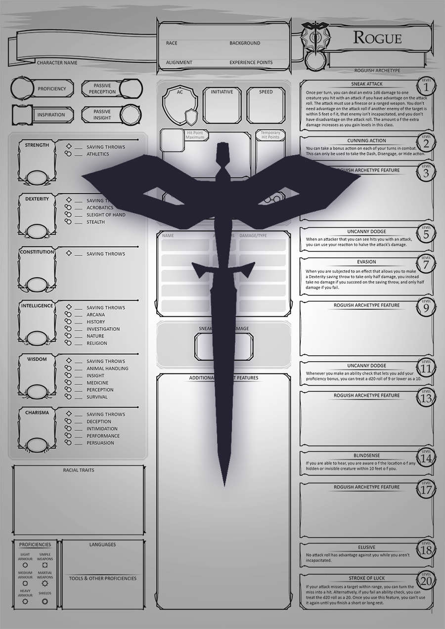 Class Character Sheets The Rogue Dungeon Masters Guild Dungeon Masters Guild