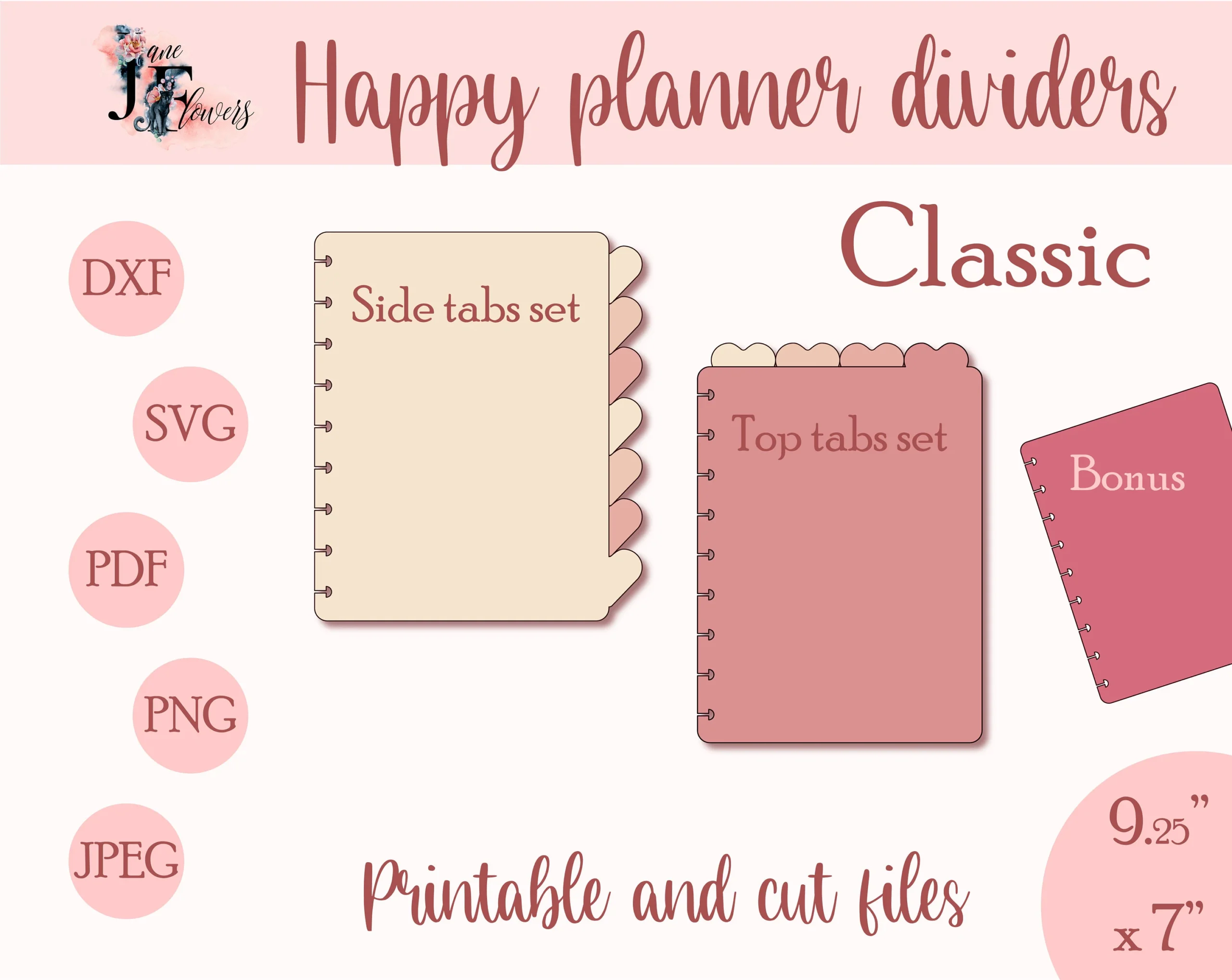 Classic Happy Planner Dividers SVG Top Side Tabs PDF SVG Cut Files Etsy