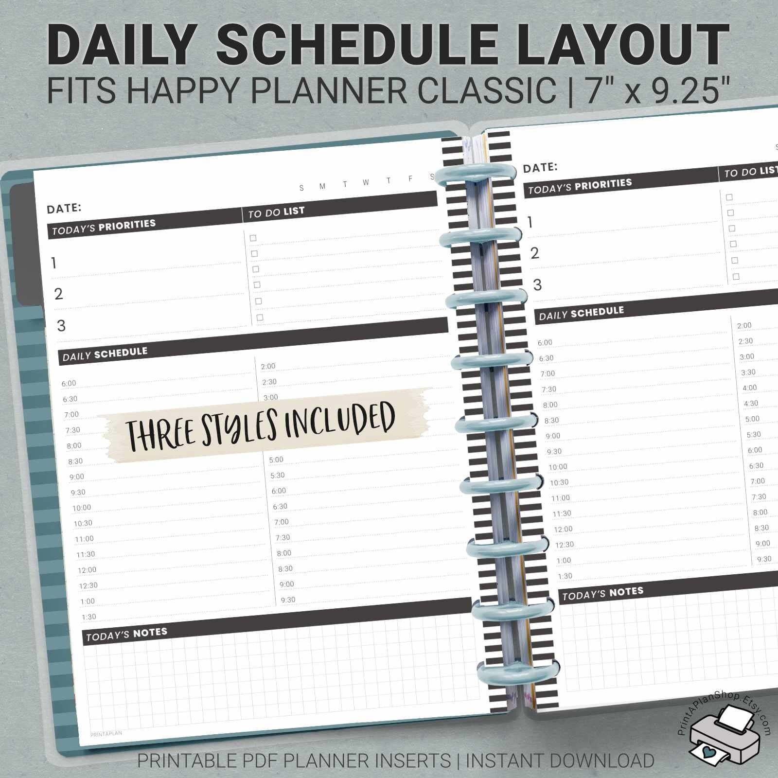Printable Happy Planner Classic Daily Schedule