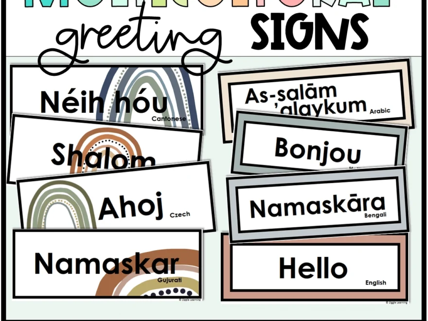Classroom Decor Celebrate Diversity Multicultural Multilingual Greeting Signs