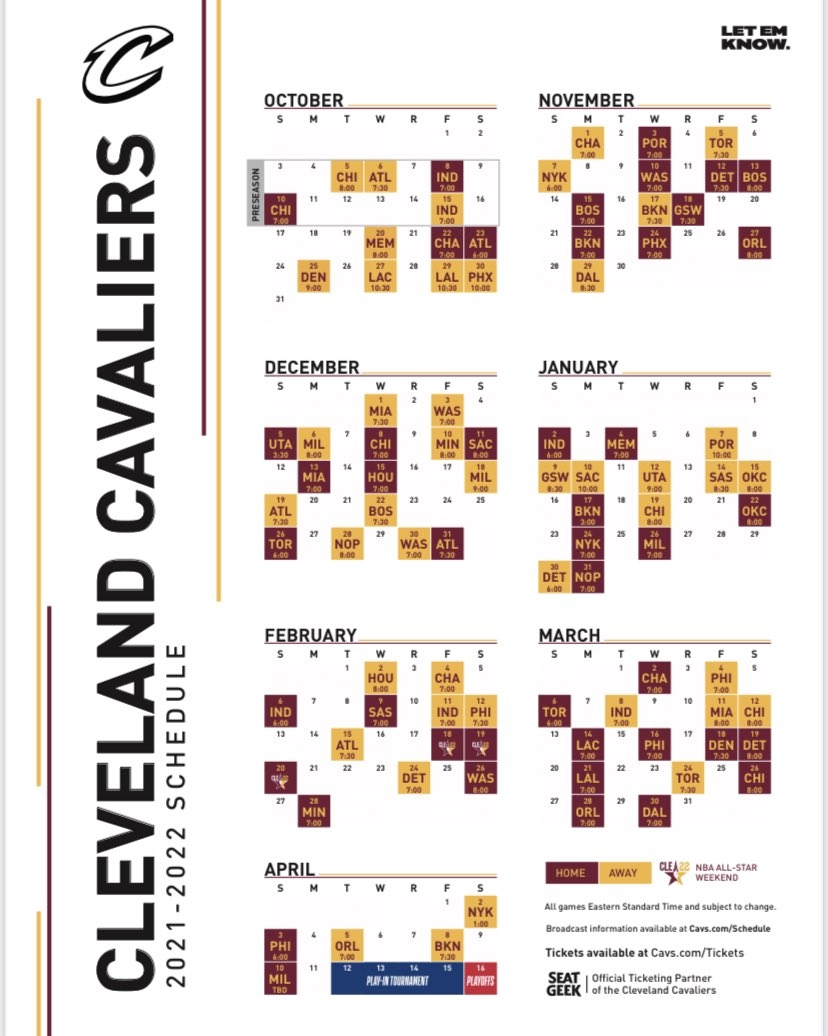 Cleveland Cavaliers Release 2021 2022 Schedule R clevelandcavs