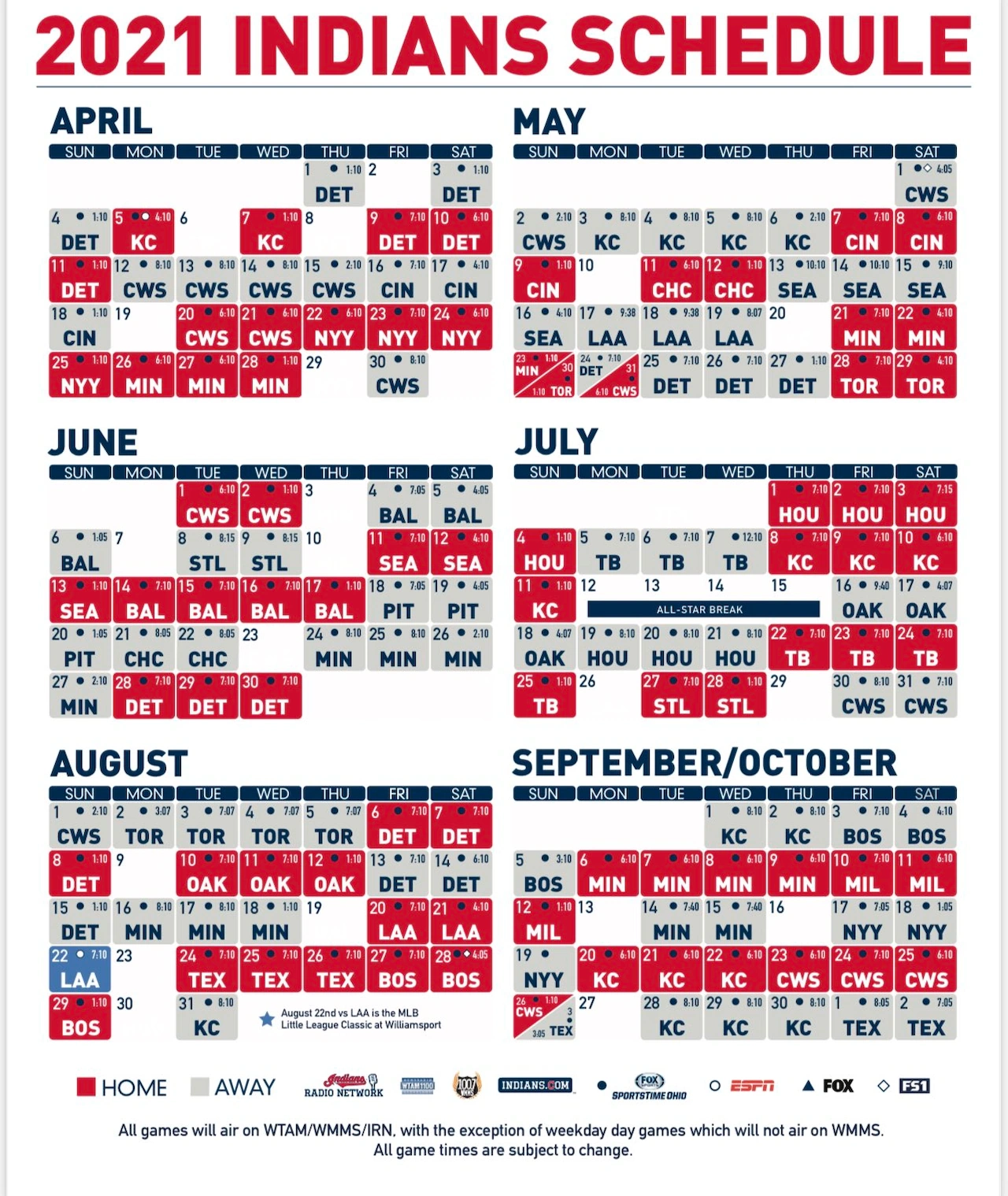 Cleveland Indians 2021 Schedule Features April 5 Home Opener Aug 22 Matchup Vs Angels In Williamsport Pa Cleveland Cleveland Indians 2021 Schedule Features April 5 Home Opener Aug 22 Matchup Vs Angels In Williamsport Pa Cleveland