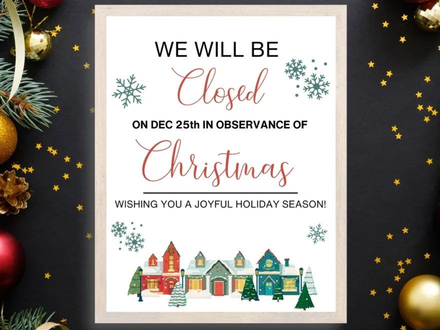 Closed For Christmas Eve Christmas Printable Sign 8x10 Etsy