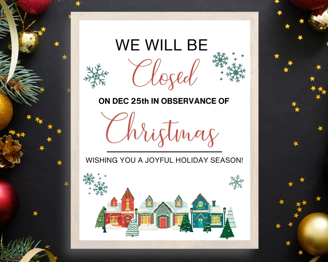 Closed For Christmas Eve Christmas Printable Sign 8x10 Etsy
