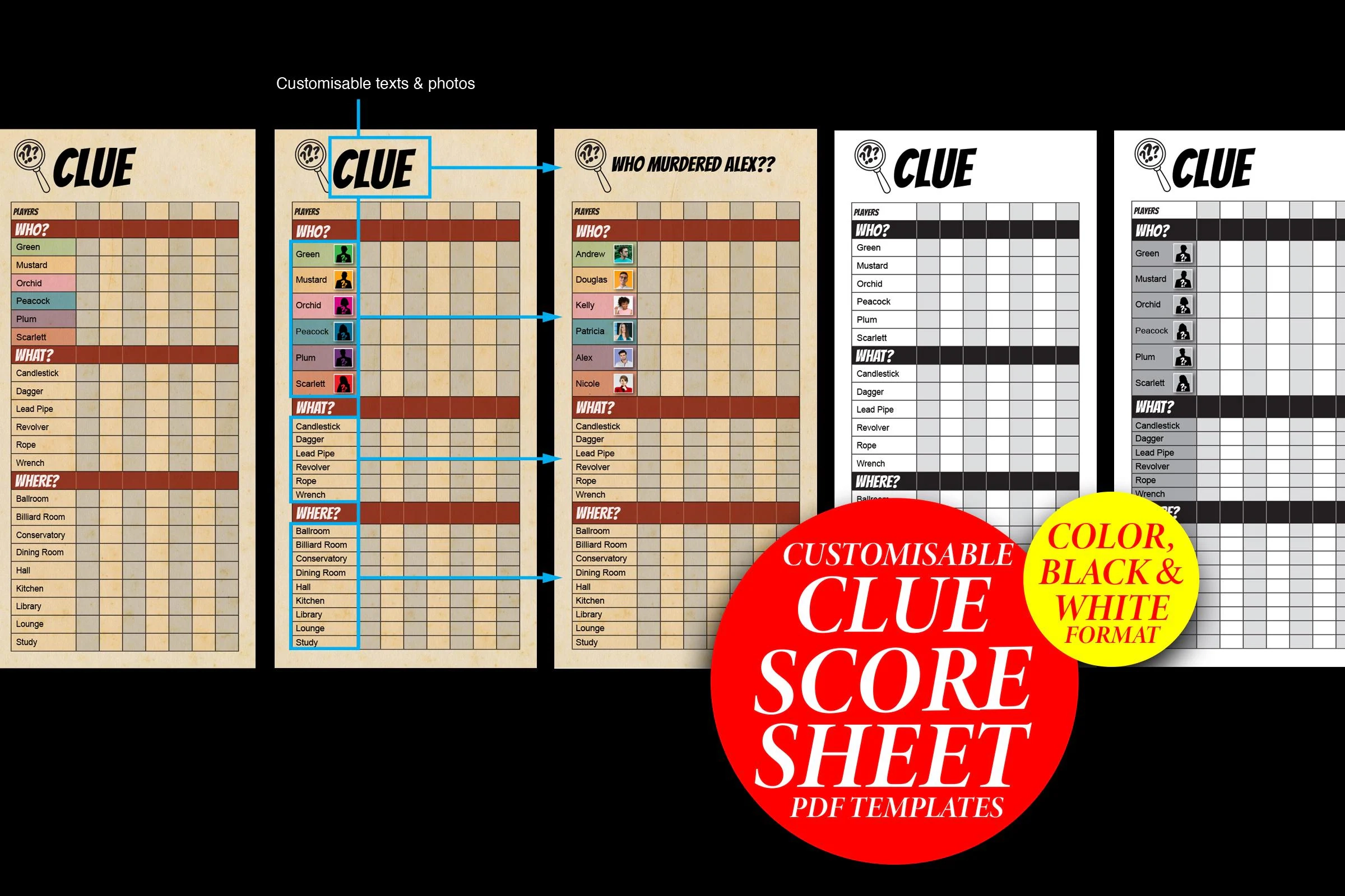 Clue Sheets Printable Simpson