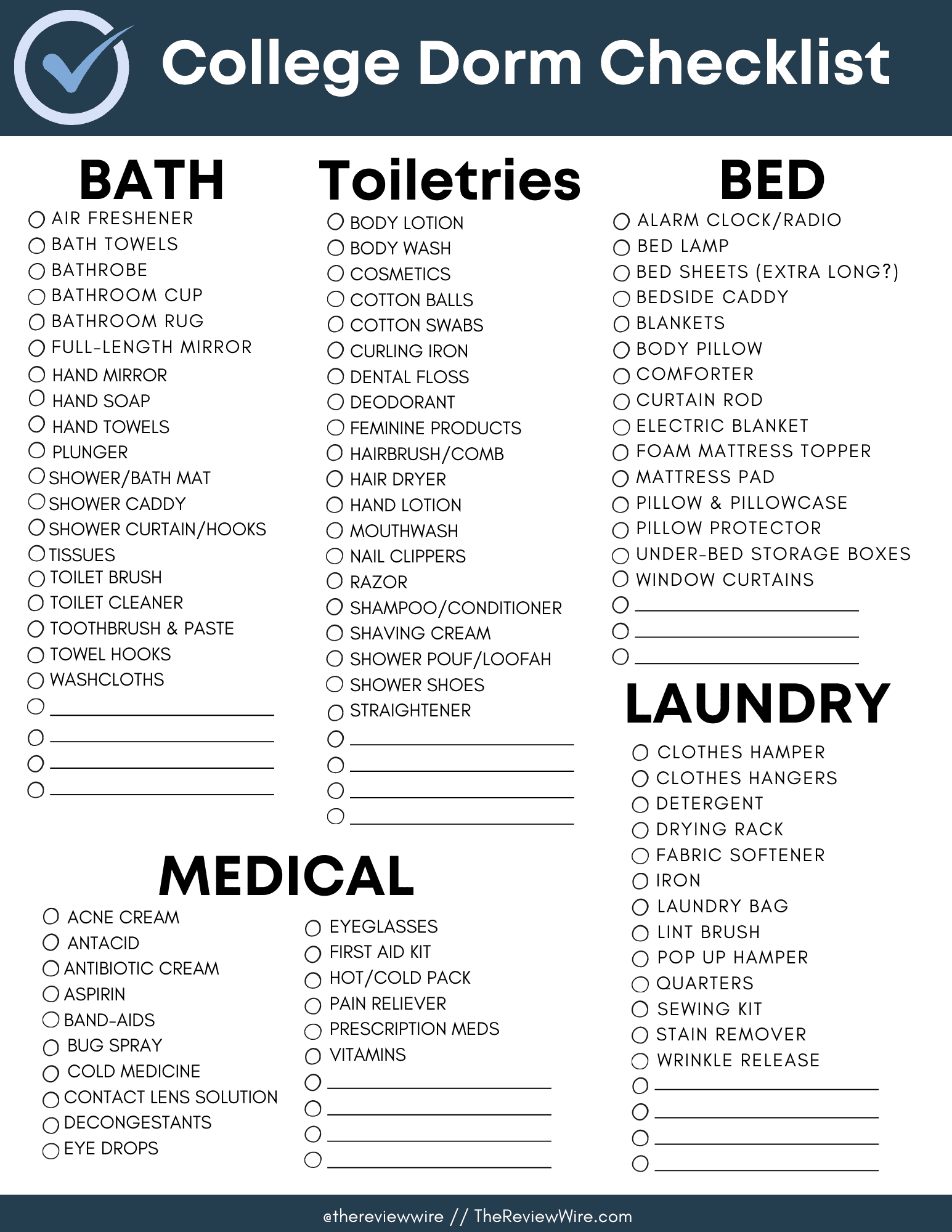 Printable Complete Dorm Packing List Printable Complete Dorm Packing List