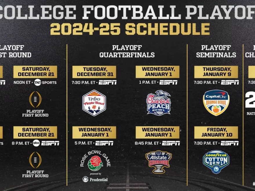 College Football Playoff Announces 2024 25 Kick Times And Broadcast Schedule For 2024 25 Playoff On ESPN And TNT Sports College Football Playoff