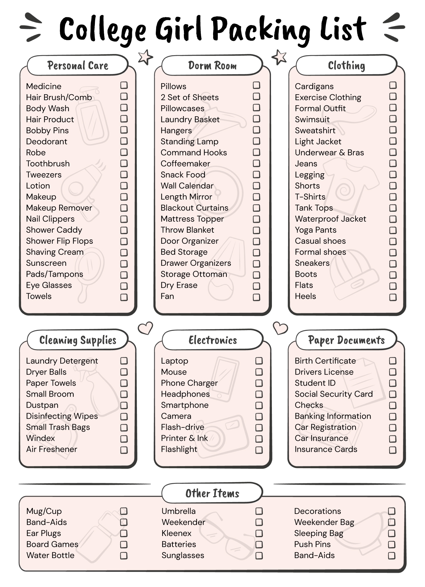 College Girl Packing List Free Google Docs Template Gdoc io College Girl Packing List Free Google Docs Template Gdoc io