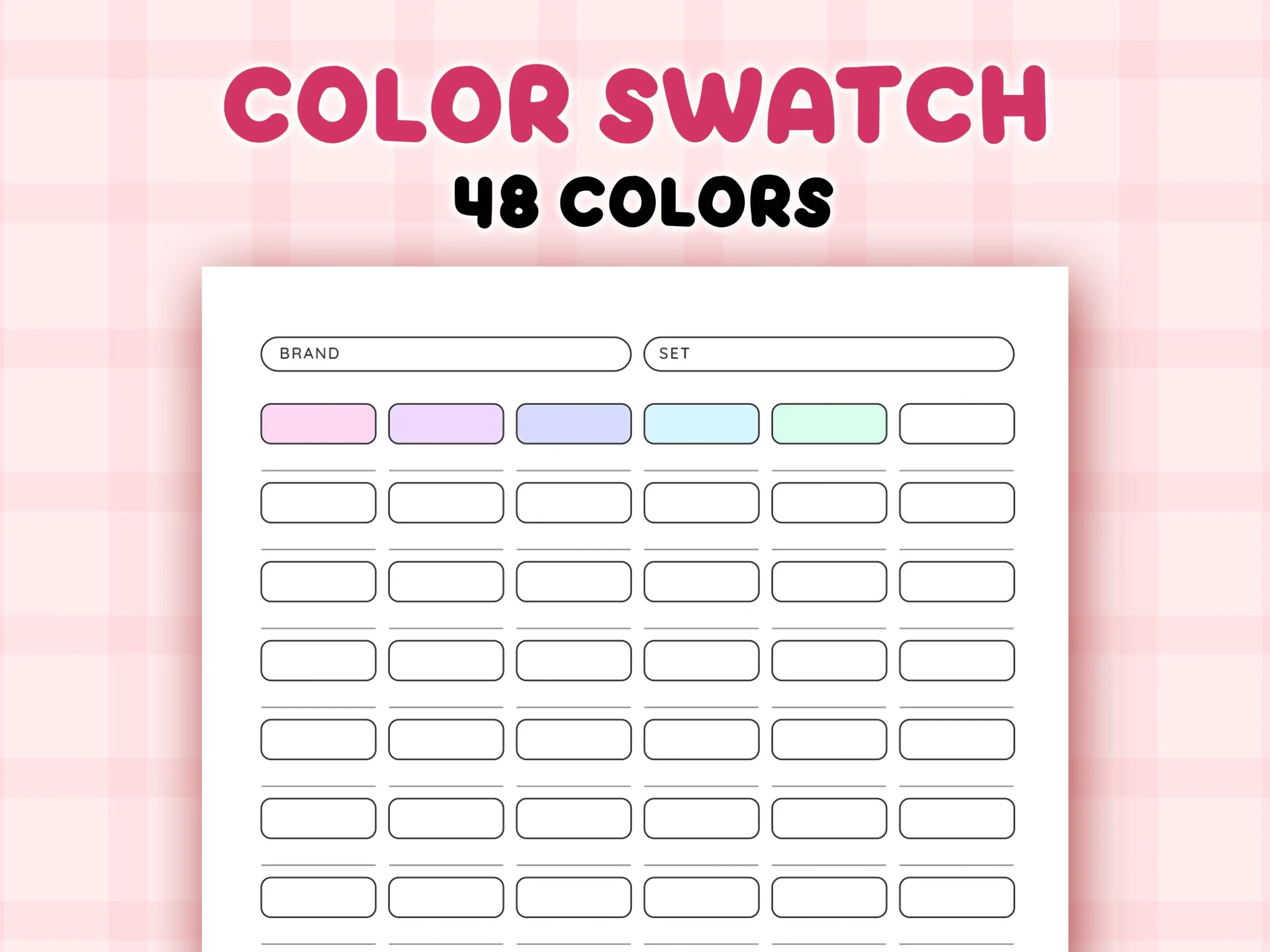 Printable Blank Color Charts