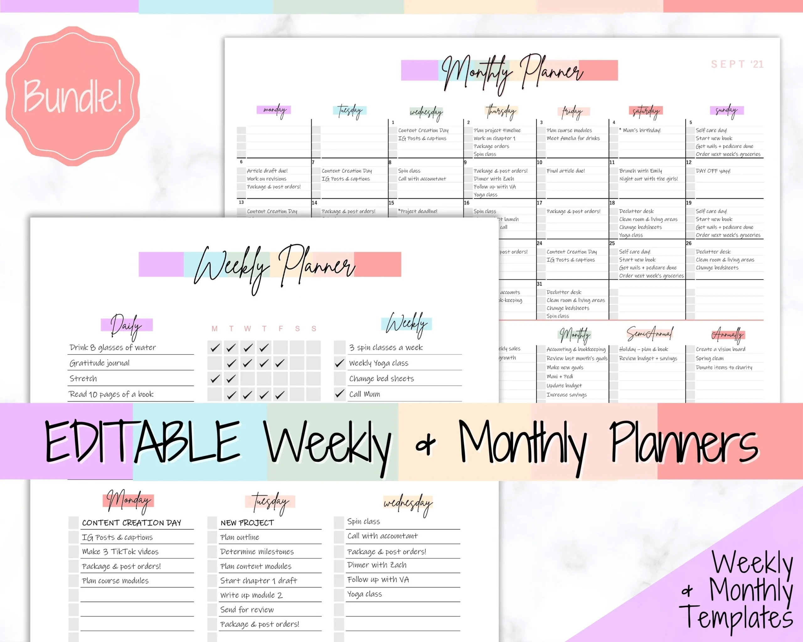 Colorful Printable Weekly Planner