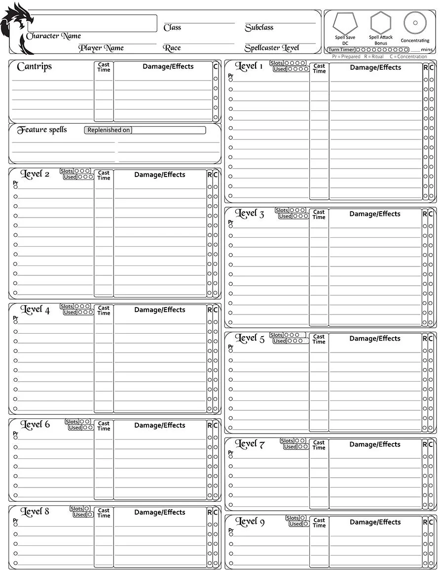 3.5 Spell Printable List