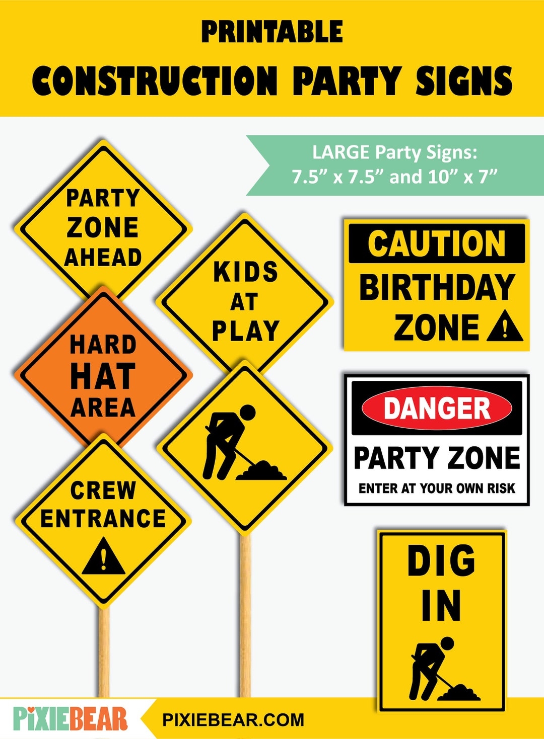 Construction Party Signs Free Printables