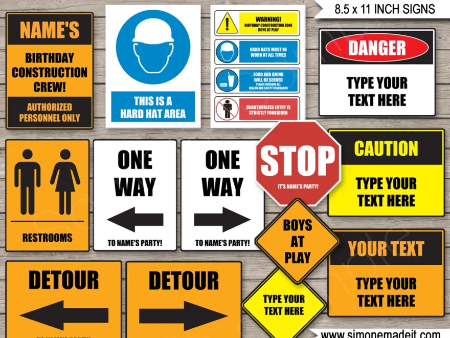 Construction Party Signs Printable Templates Birthday Party Decorations