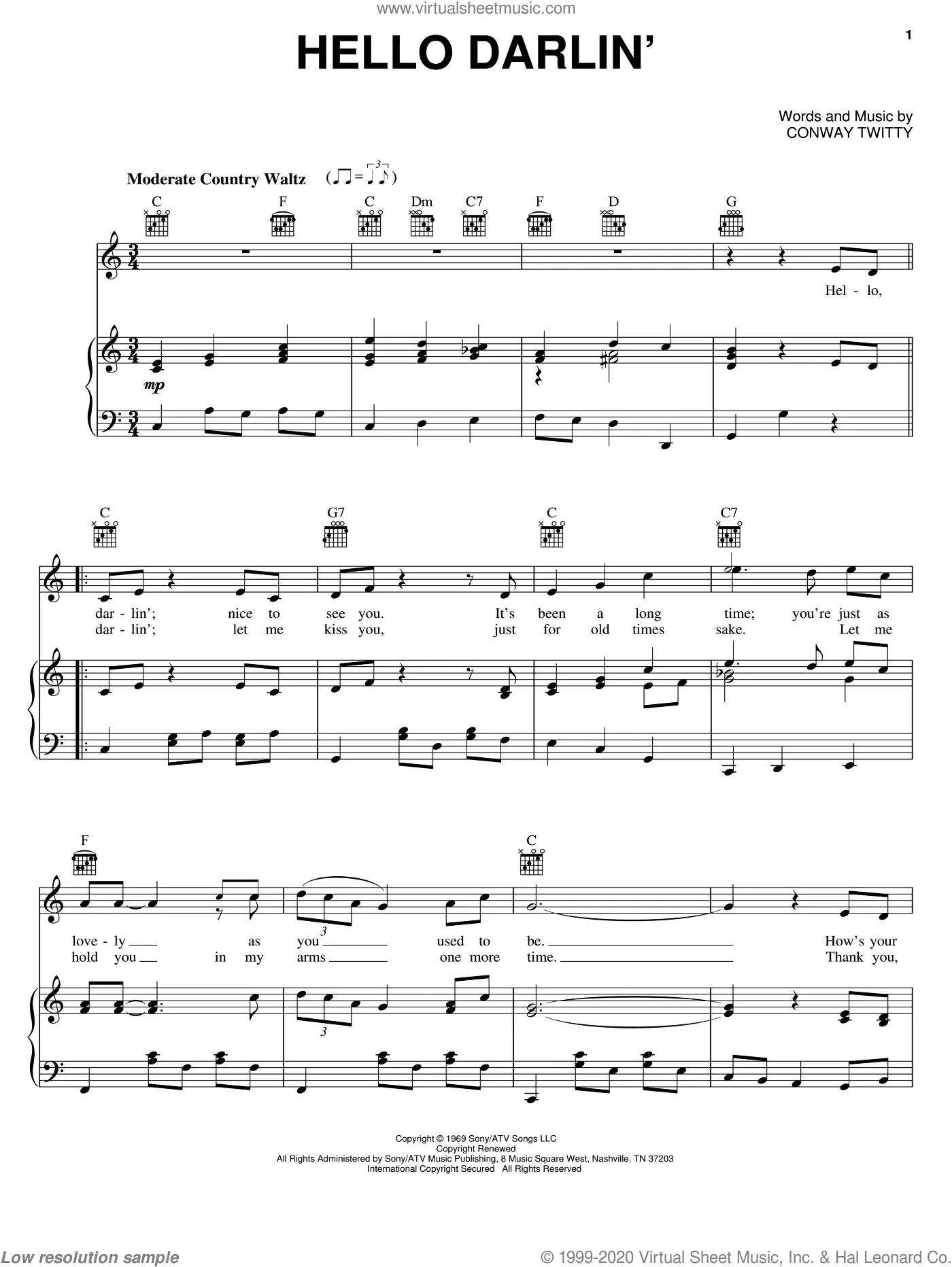 Conway Twitty Sheet Music To Download And Print