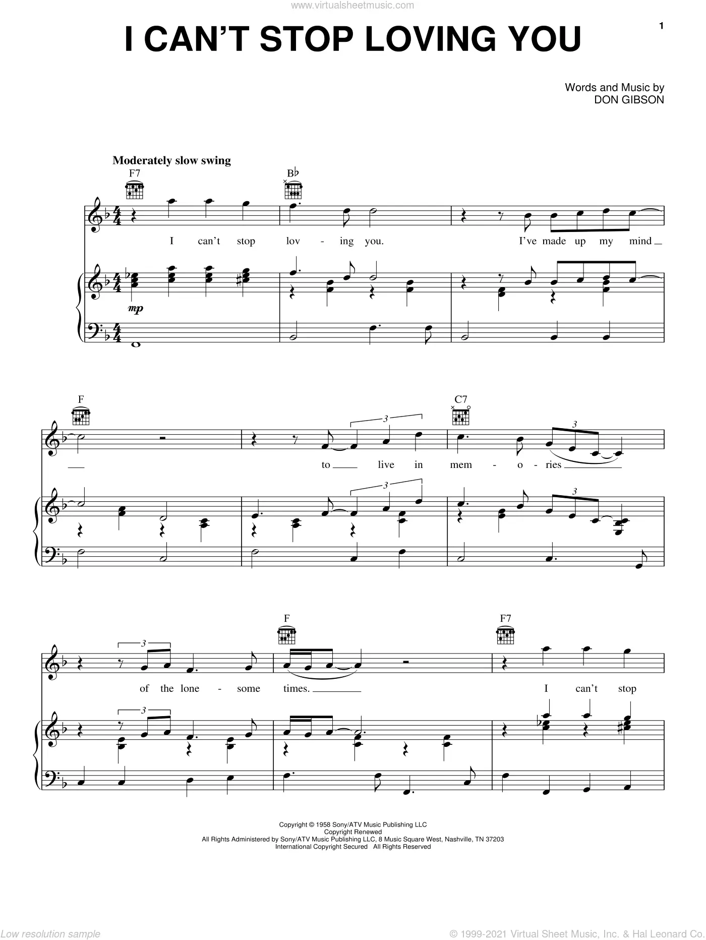 Conway Twitty Printable Sheet Music
