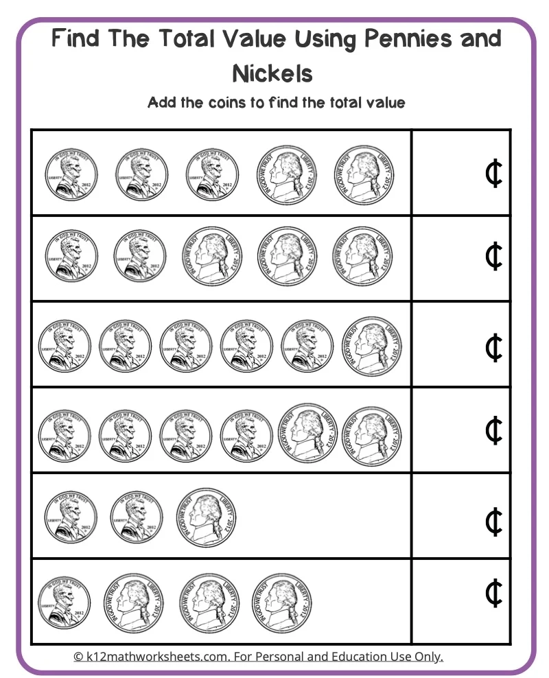 Counting Money Worksheets