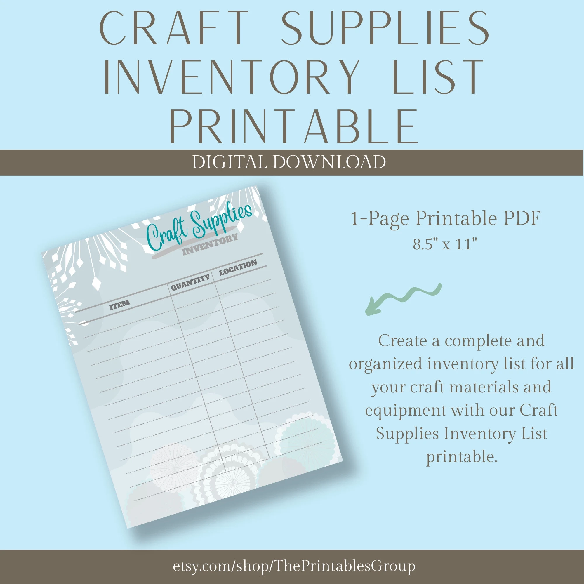 Craft Supplies Inventory List Printable Craft Business Inventory Sheet Art Materials Record Management Organizer Tracker Template PDF Etsy