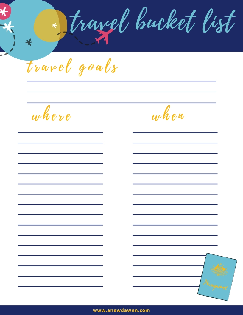 Vacation Bucket List Printable