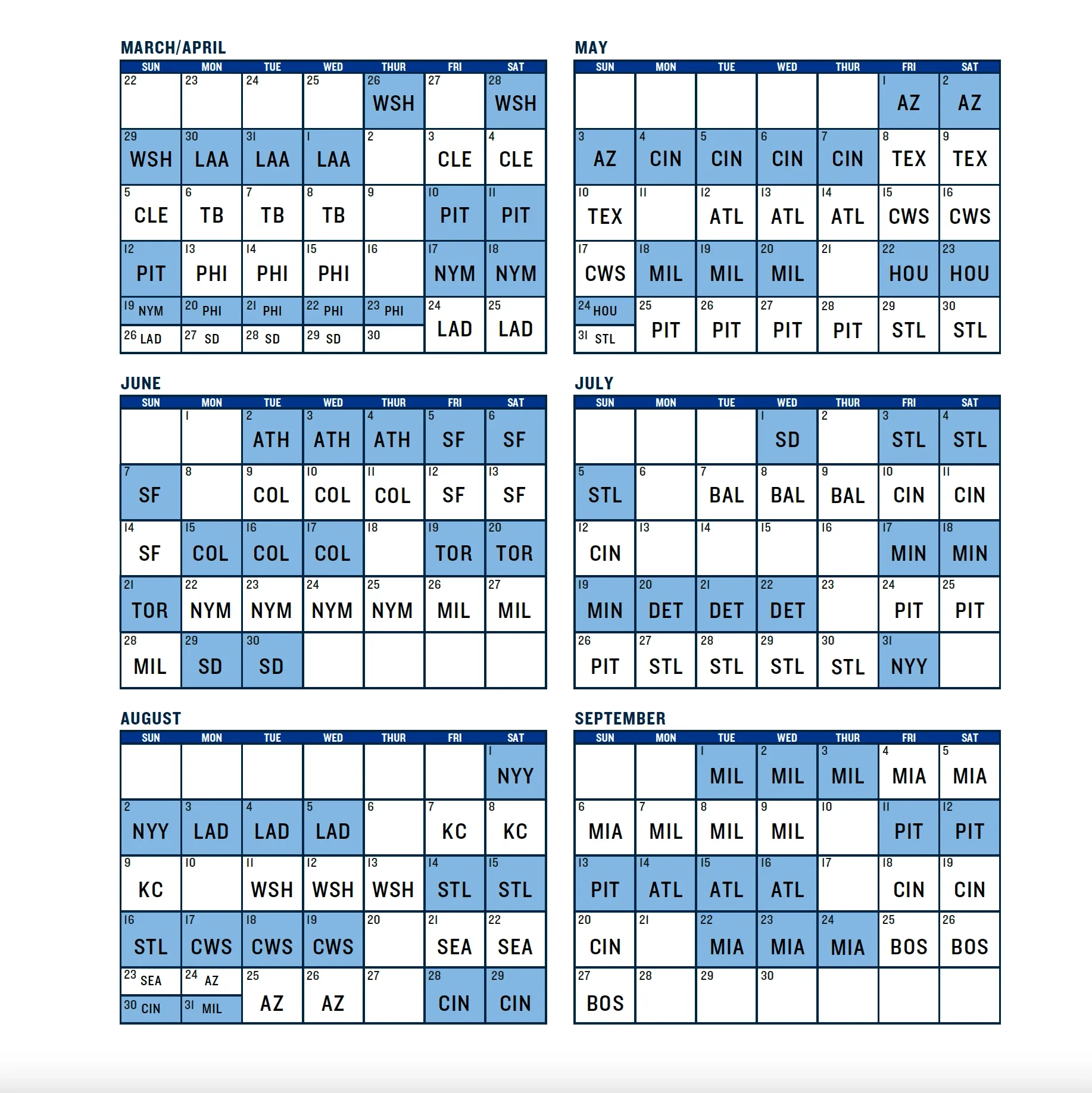 Printable Complete 2026 Mlb Schedule