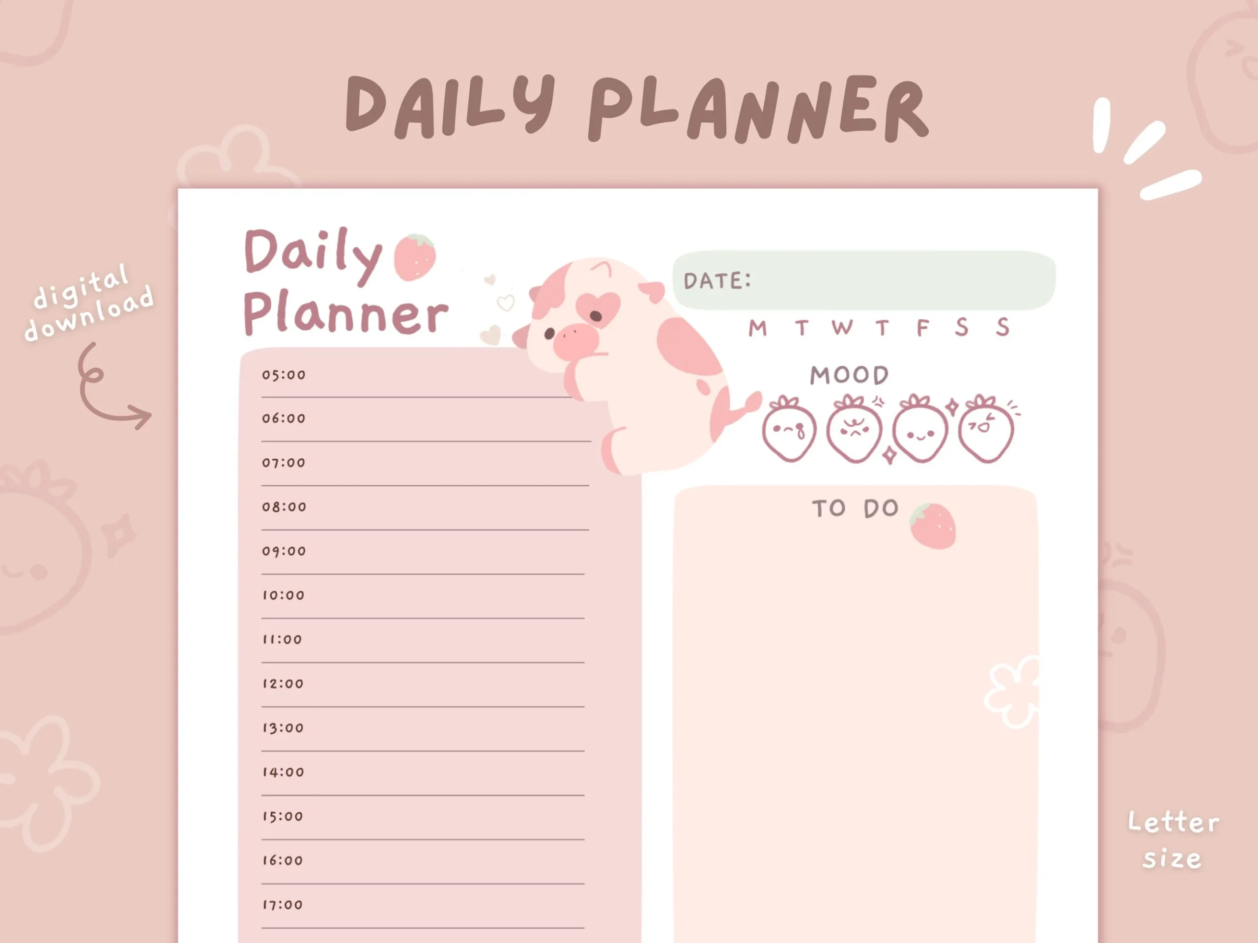 Daily Routine Cute Hourly Planner Printable