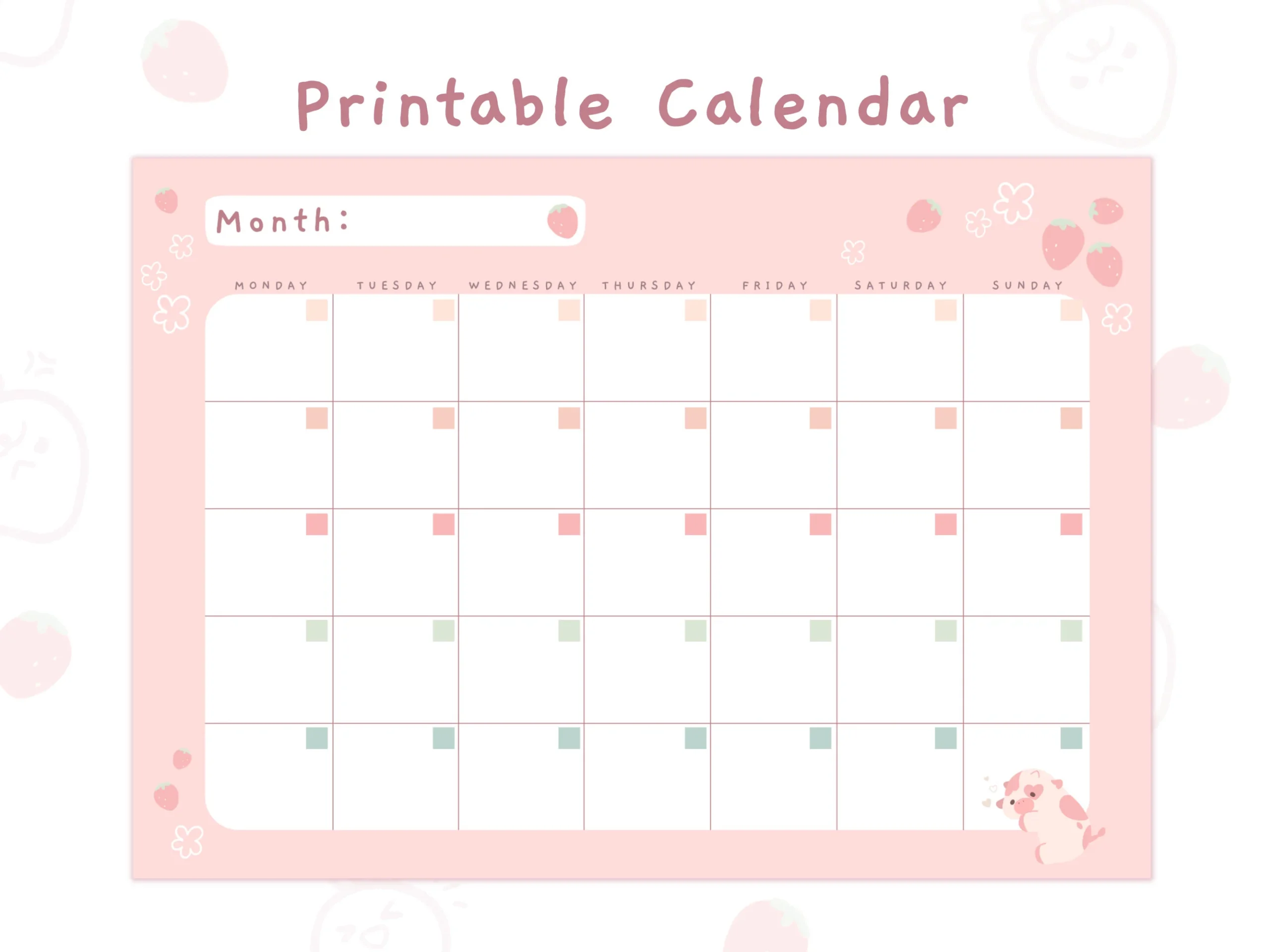 Printable Cute Monthly Planner Template