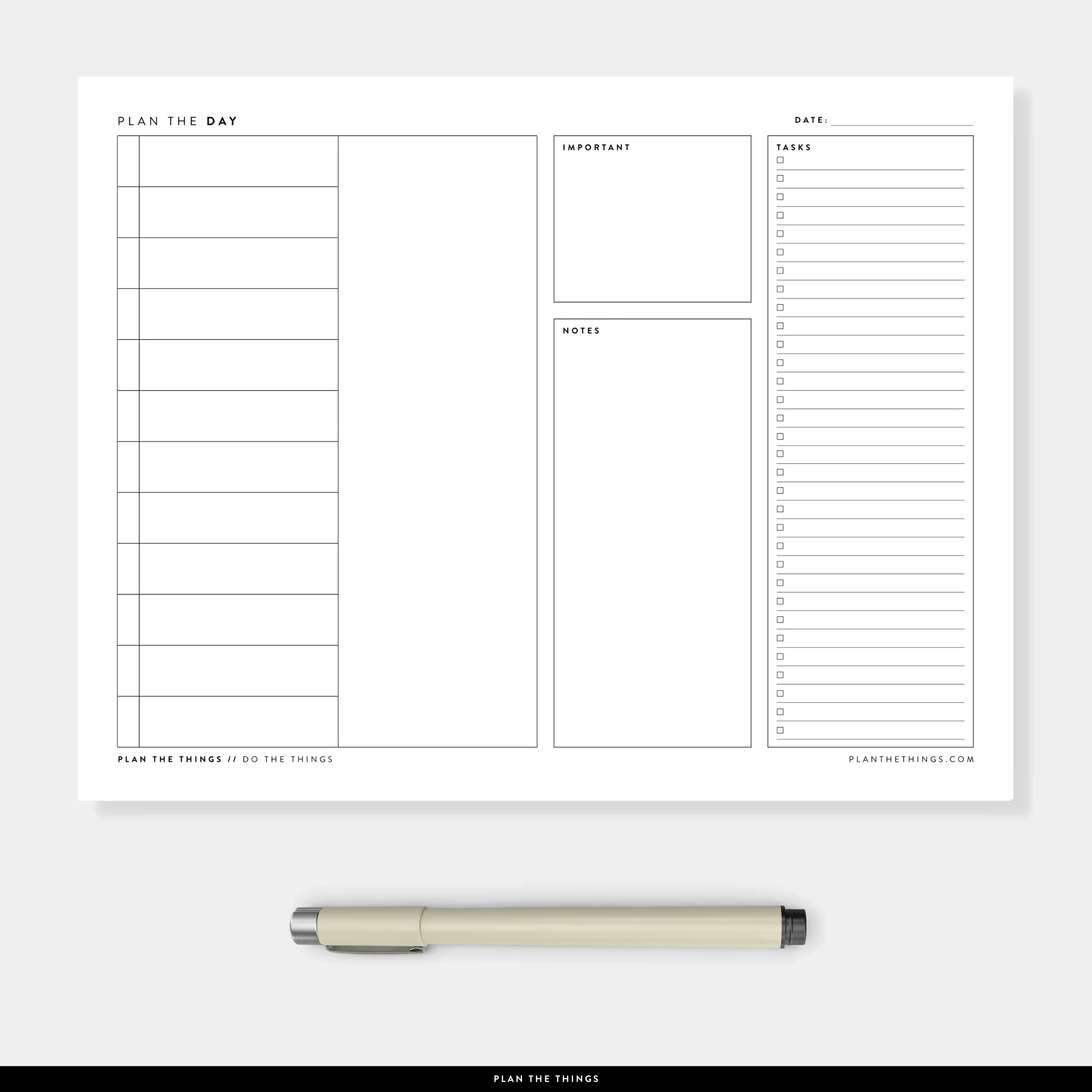 Daily Dashboard With Vertical Timeline Undated Printable Planner Ins Plan The Things