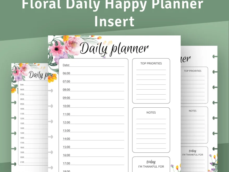 Daily Hourly Happy Planner Template Printable Inserts For Happy Planner Classic Mini Big Etsy