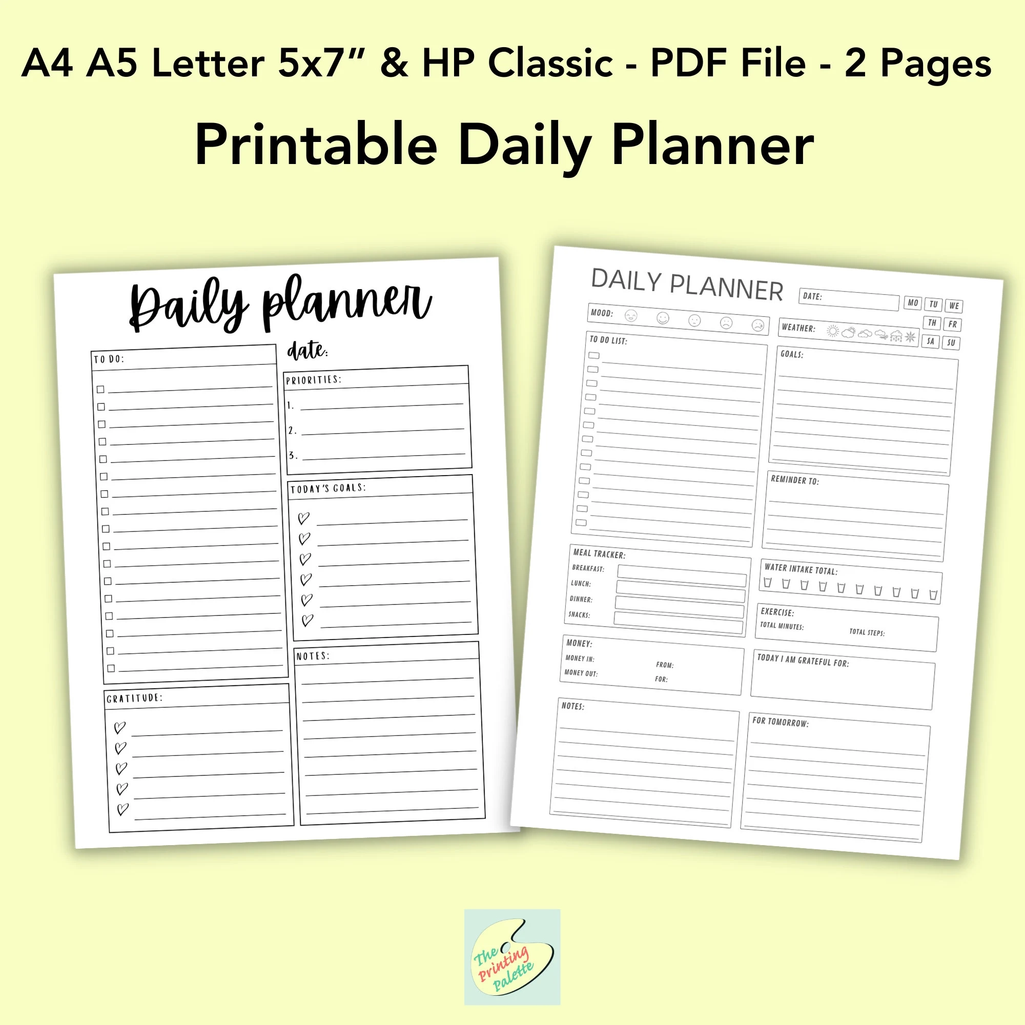 Daily Planner Printable To do List Schedule And Checklist digital Download Etsy
