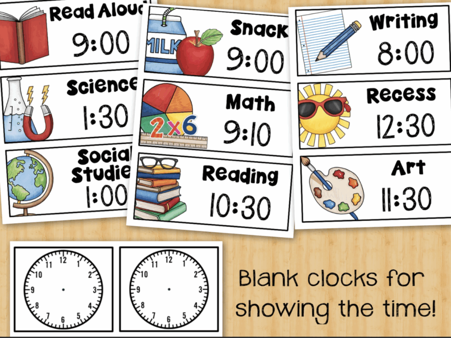 Daily Schedule Cards Editable W Clocks Made By Teachers