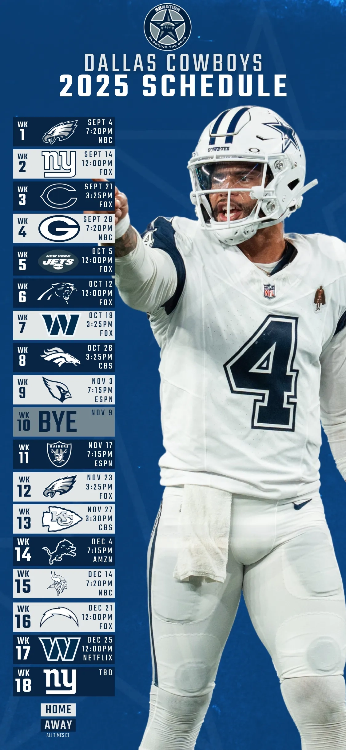 Printable Copy Dallas Cowboys Schedule