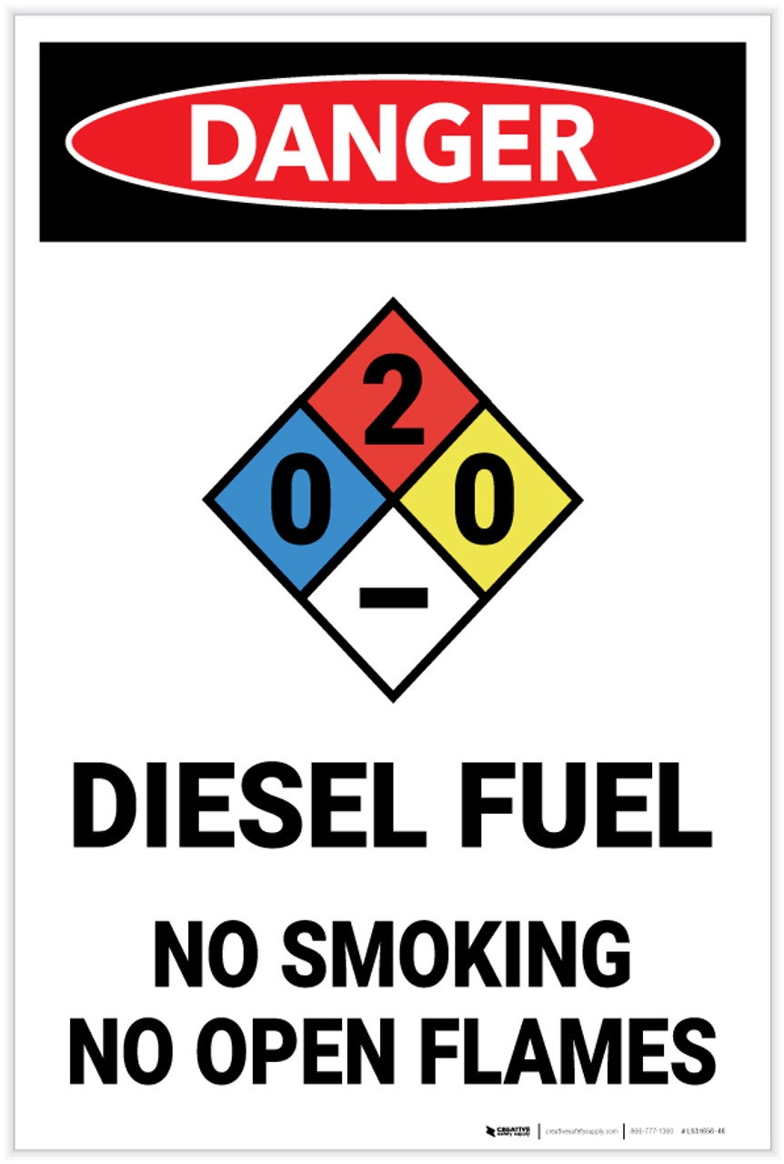 Danger Diesel Fuel No Smoking With NFPA Symbol Label